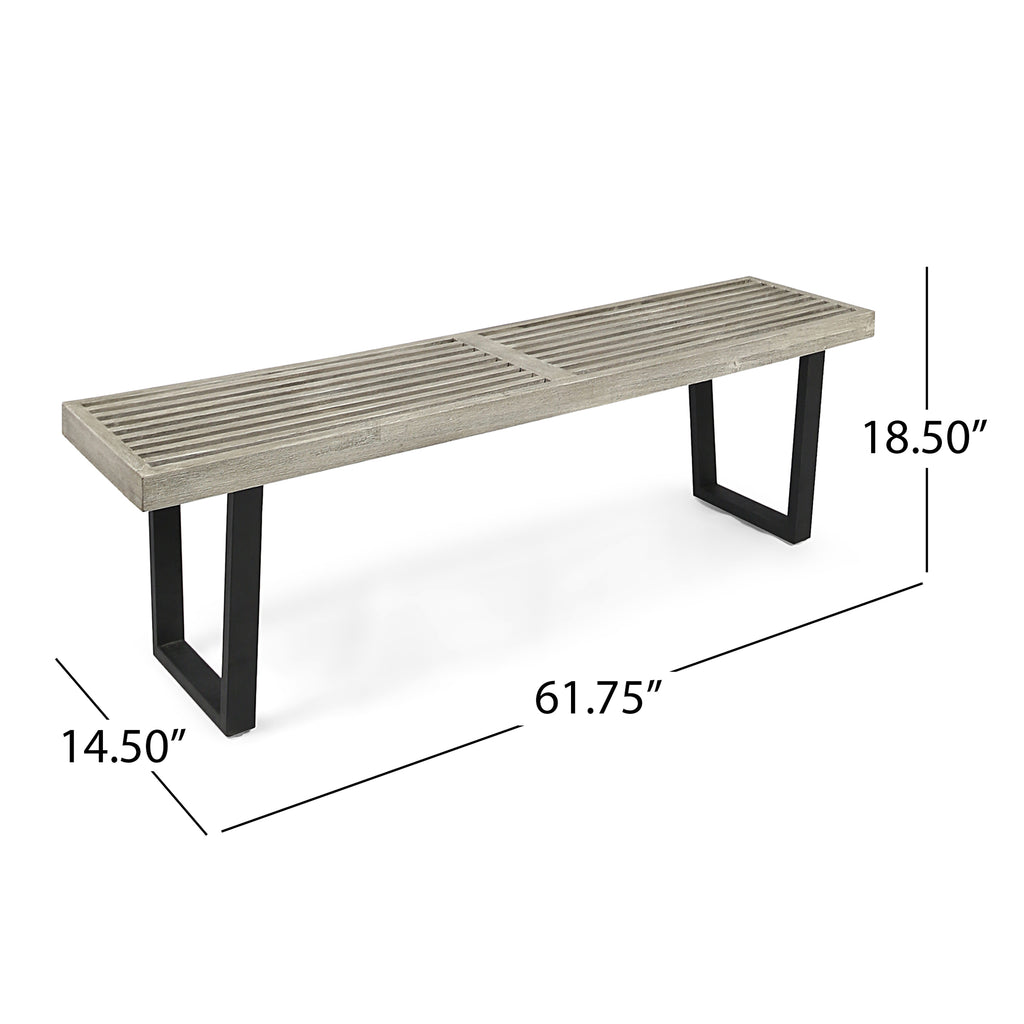 Metal/Solid Wood Outdoor Bench