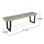Metal/Solid Wood Outdoor Bench