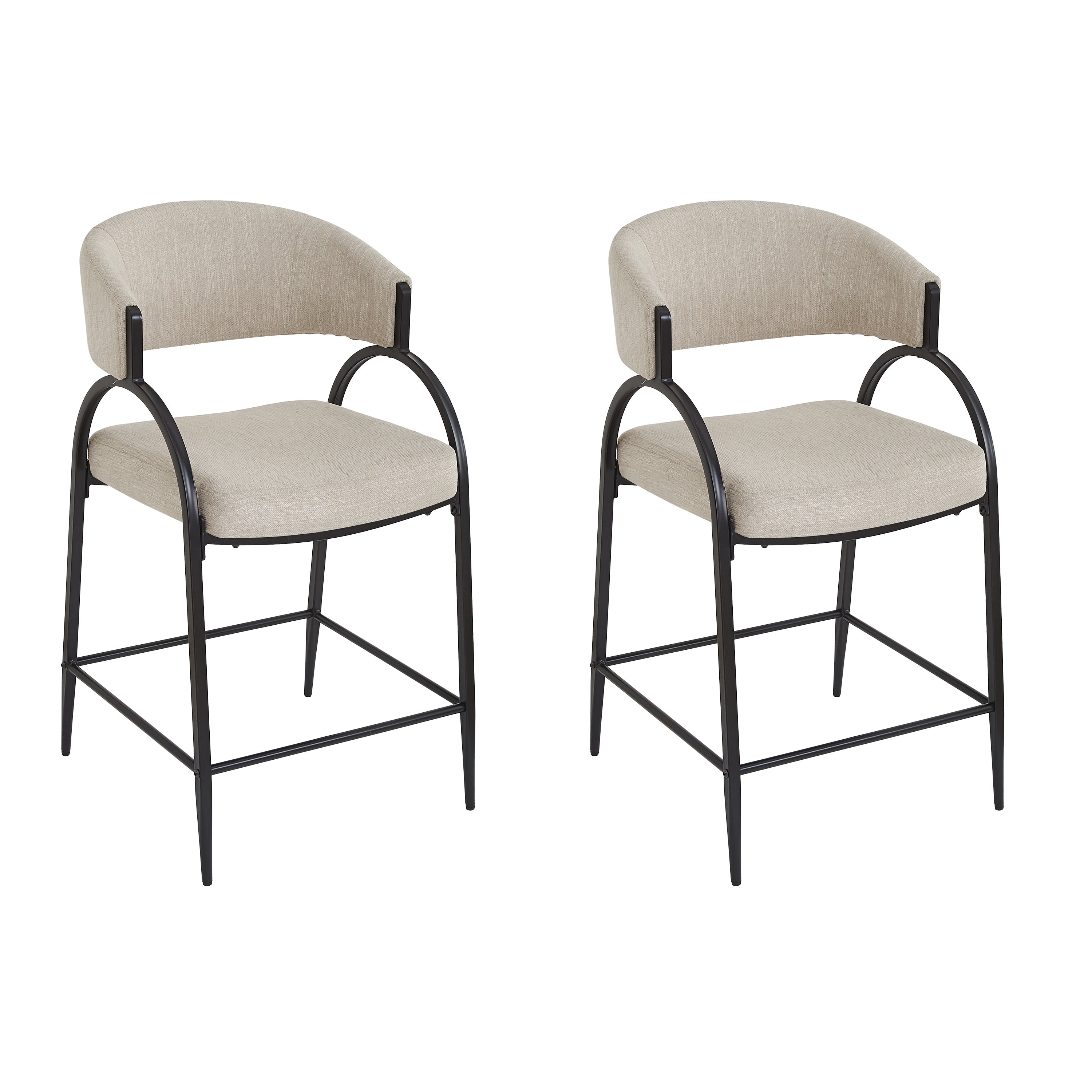 25" Seat Height Modern Fabric Bar Stools with Back