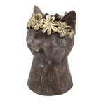 8.5x7.7x12.4" Magnesium Cat Statue Planter with Textured