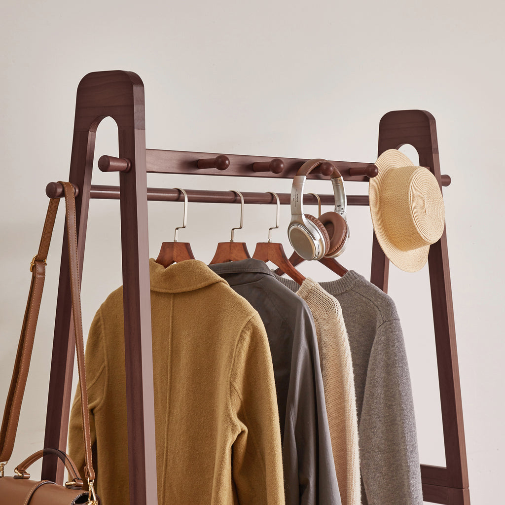 Solid Wood Freestanding Clothing Garment Rack