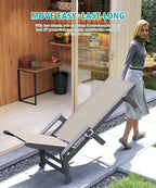 Khaki HDPE Chaise Lounge Chair with Wheels