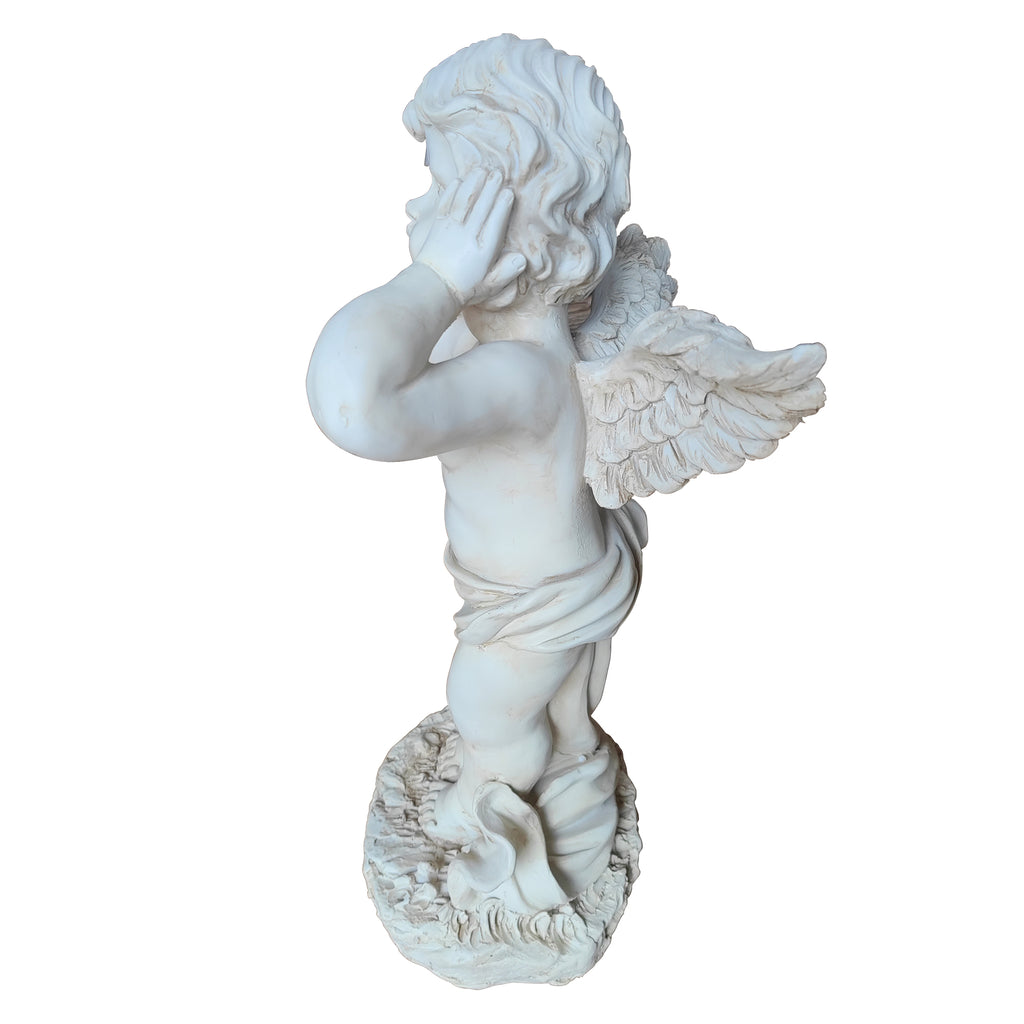 Winged Angel Covering Her Ears Resin Ornament