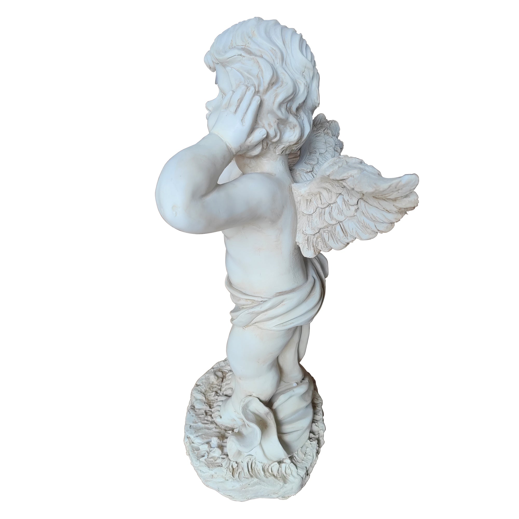 Winged Angel Covering Her Ears Resin Ornament