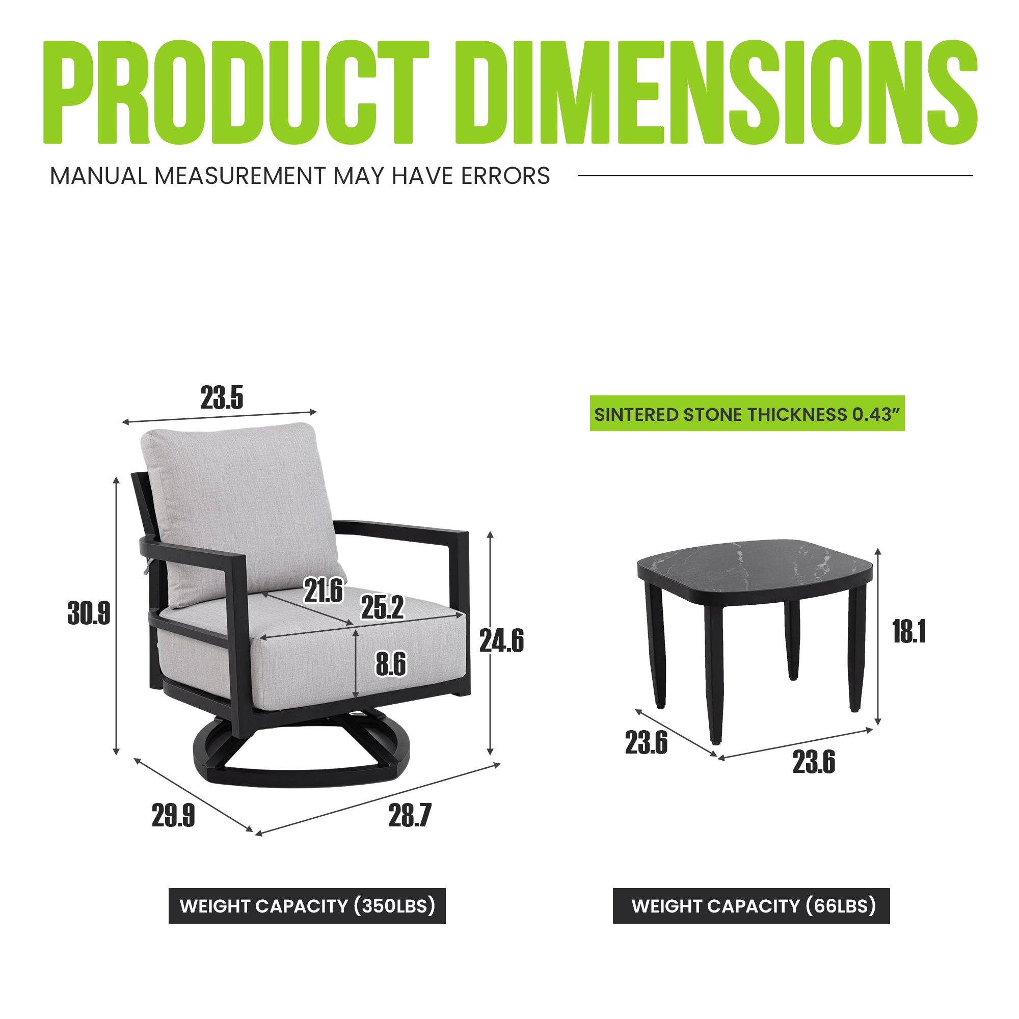 3PC Outdoor Aluminum Patio Furniture Set