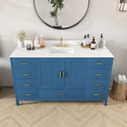 60" Modern Solid Wood Bathroom Vanity with Sink, 61" Carrara