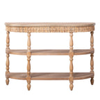 Handcrafted Wood Console Table with Hand-Woven Trim