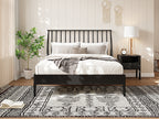 Solid Bamboo Wood Spindle Platform Queen Bed