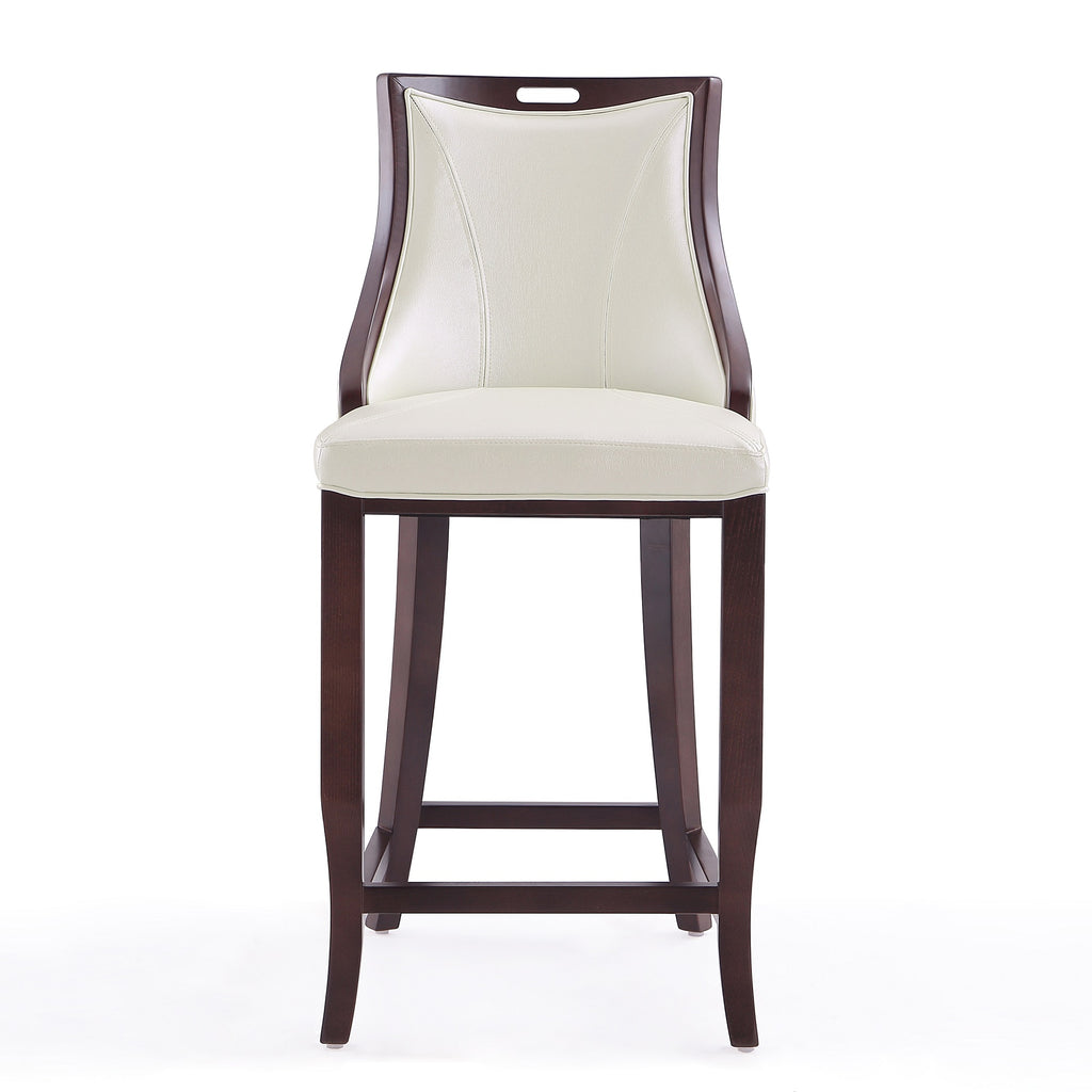 Emperor Wood Upholstered Barstool in Pearl