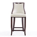 Emperor Wood Upholstered Barstool in Pearl