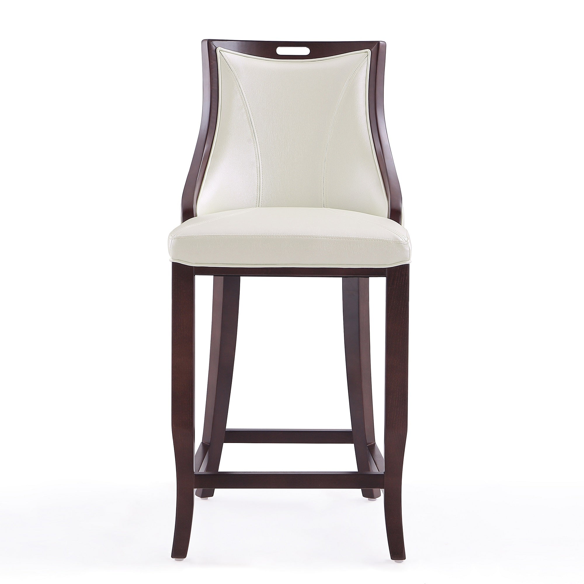 Emperor Wood Upholstered Barstool in Pearl