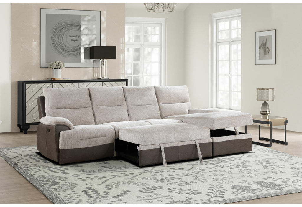 Kia Beige/Brown Sectional With Power and USB
