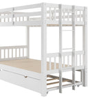 Twin Over Pull-Out Bunk Bed with Trundle, White