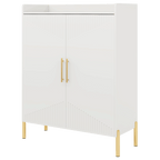 35.43 Inch White and Gold Shoe Cabinet
