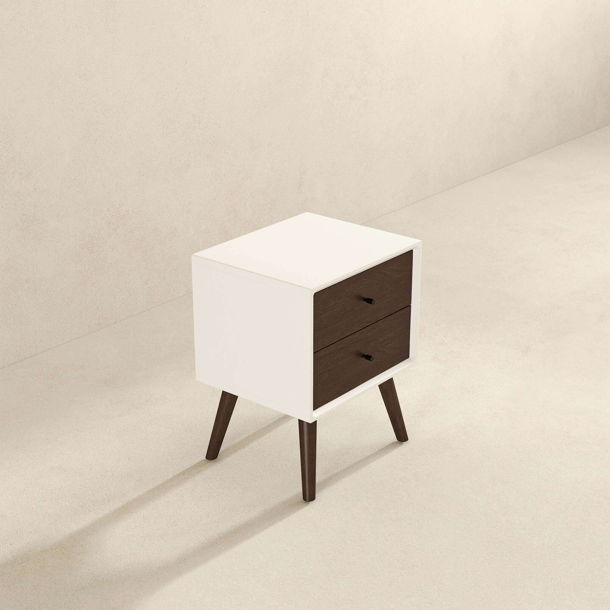 Caroline Mid Century Modern Style 2-Drawer Nightstand