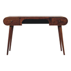 Solid Wood London Arch Writing Desk, 2-Drawers, Chestnut