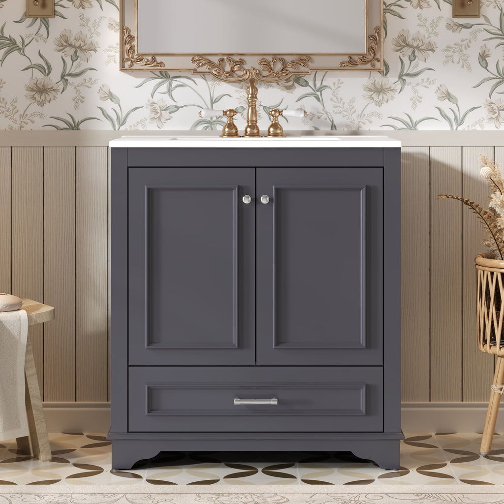 30" Luxurious Bathroom Vanity with Ceramic Sink