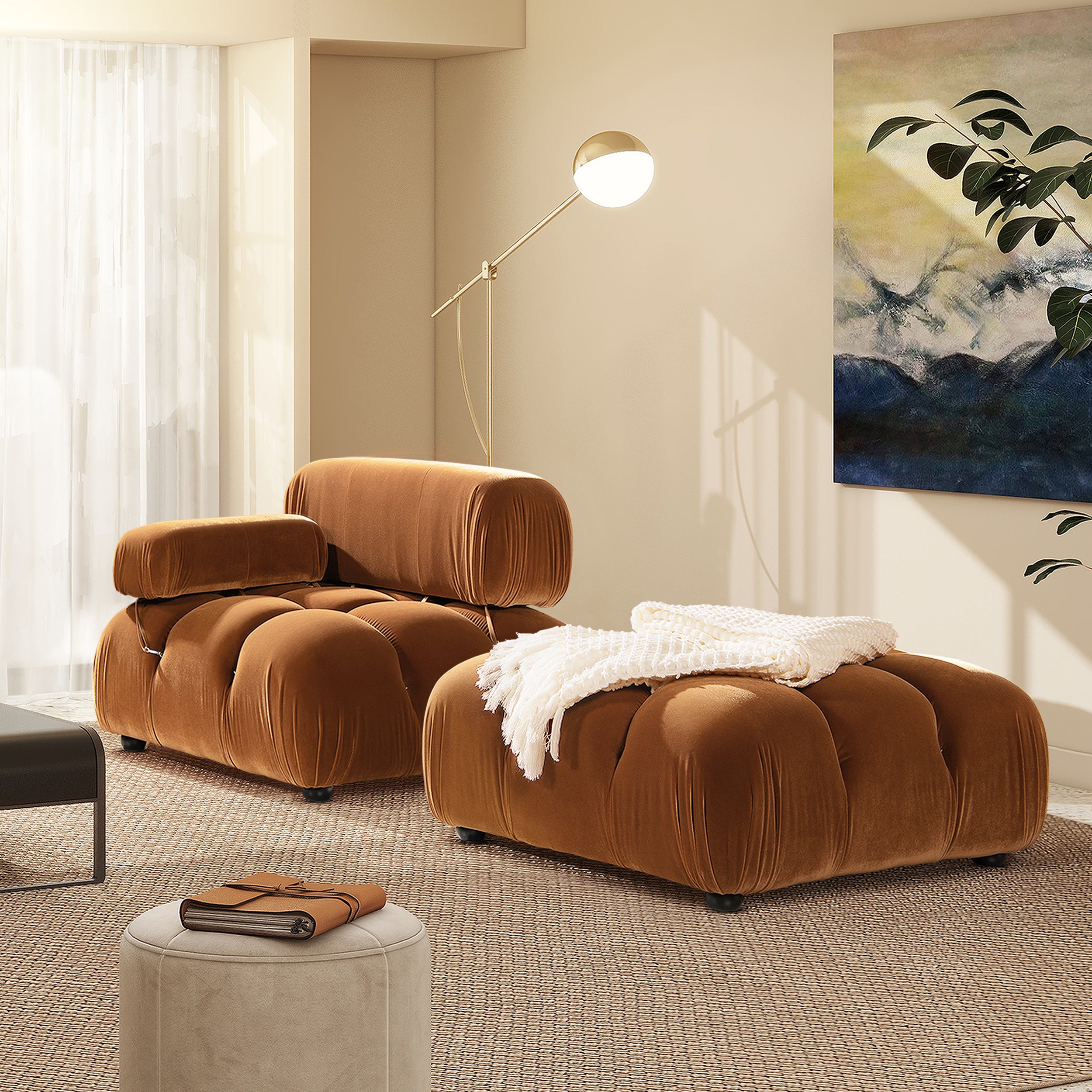 Marcel 36" Bubble Modular Cocktail Ottoman