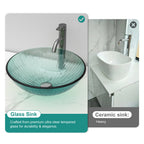 Artistic Vertical-Textured Glass Vessel Bathroom Sink
