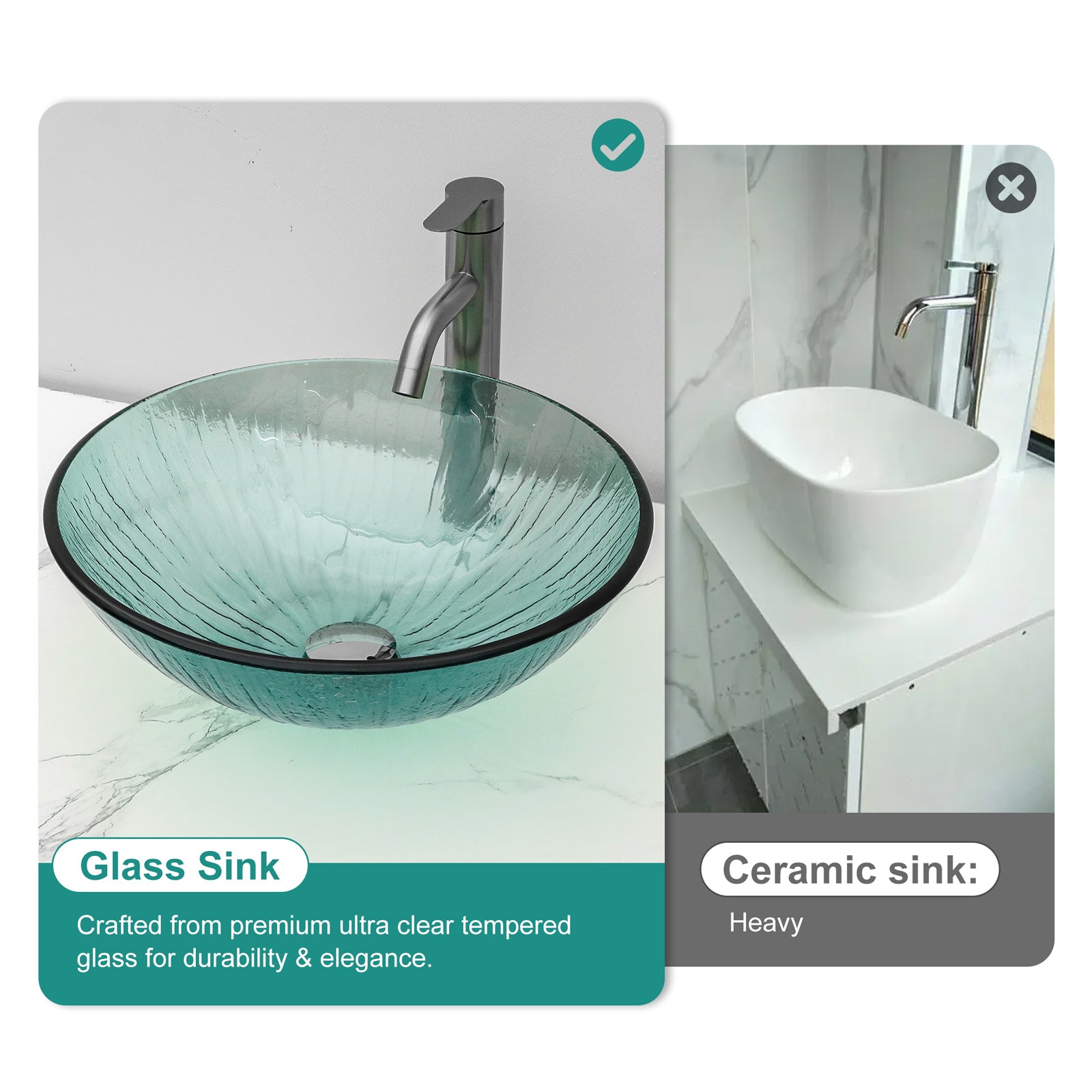 Artistic Vertical-Textured Glass Vessel Bathroom Sink