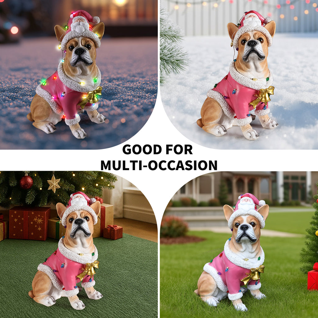 Christmas French Bulldog Statue