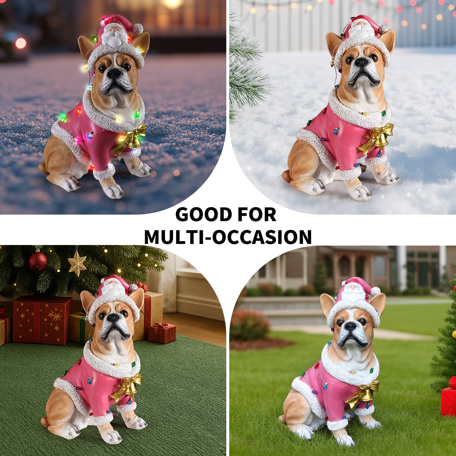 Christmas French Bulldog Statue