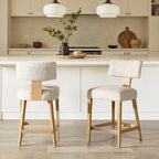 Penny Round Arched Upholstered Counter Stool, Set of 2, Travertine