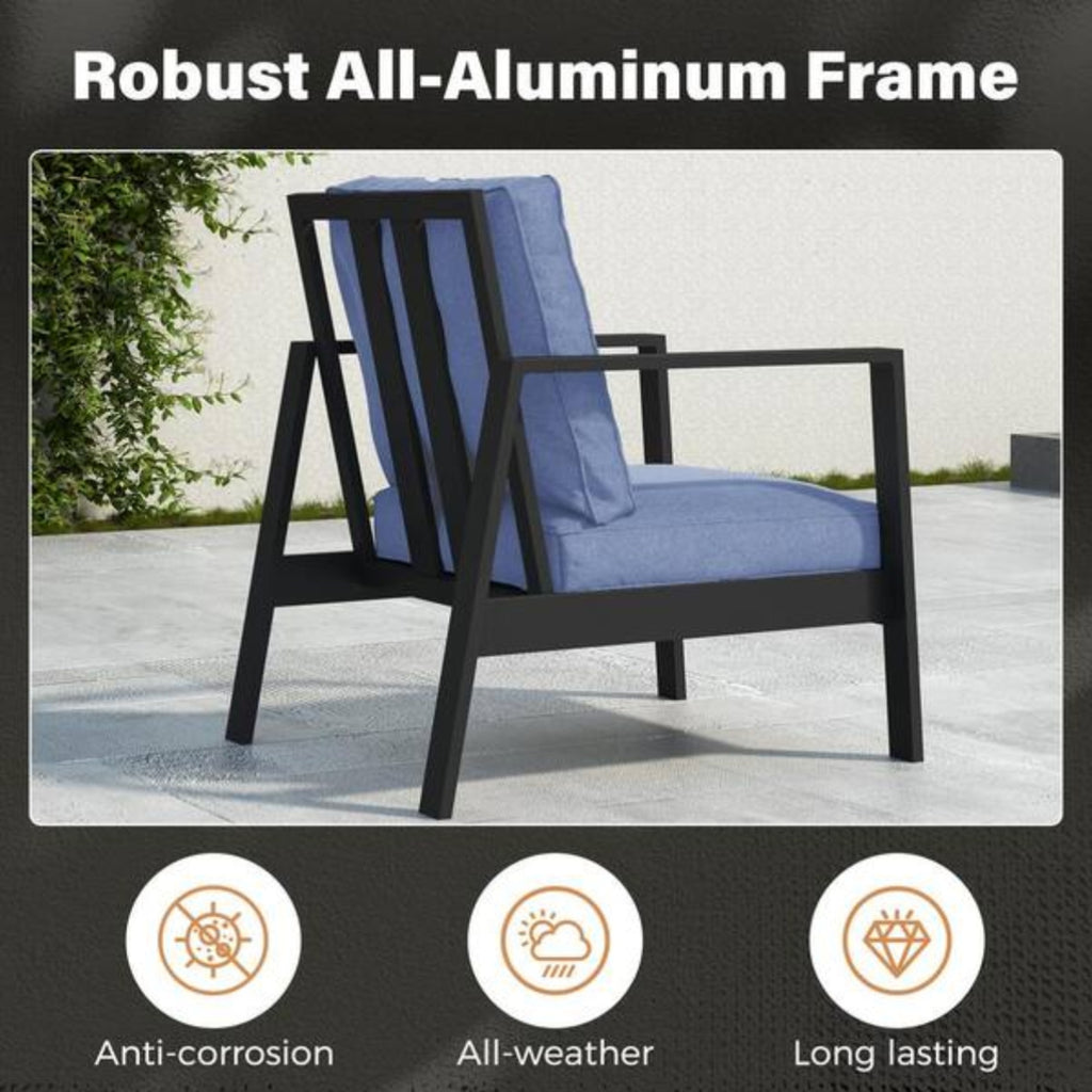 75" All-Weather Aluminum 3-Seat Patio Sofa