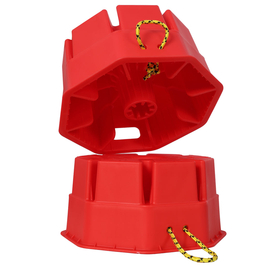 RV Jack Block 6-Inch, 2-Pack with Carry Bag and Rope, Red
