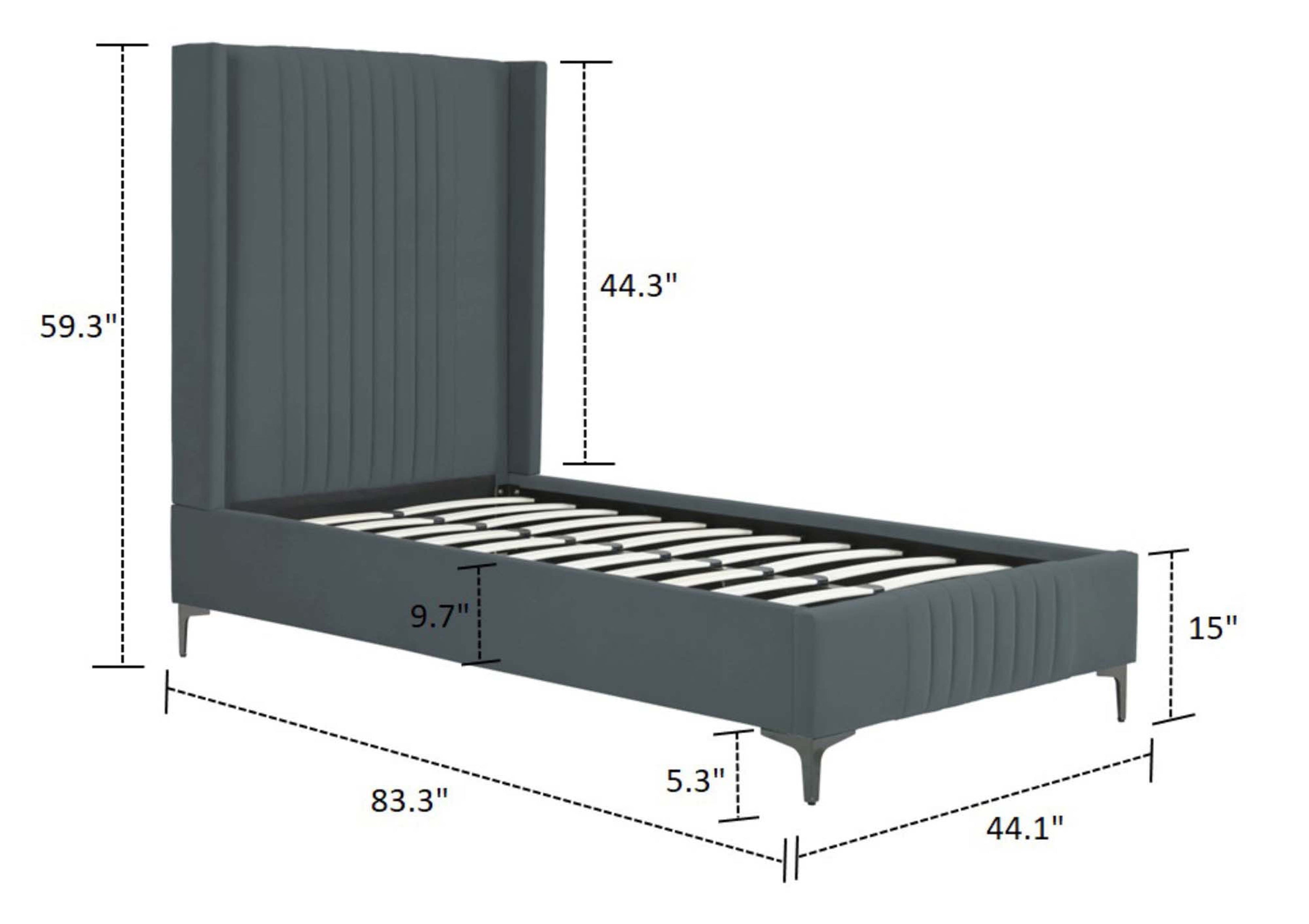 Promenade Upholstered Velvet Twin Bed