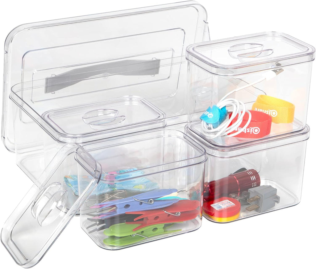 Clear Organizer Bins with Lids – Stackable Storage Containers for Home Organization
