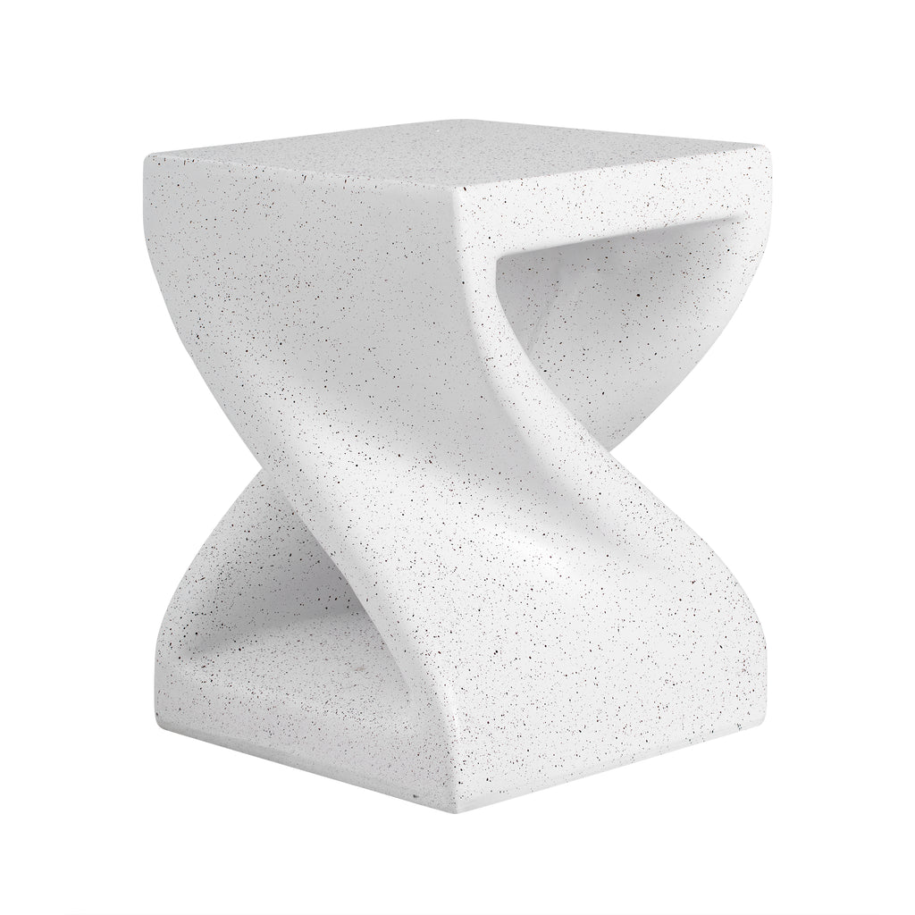 Modern Twisted-Base Terrazzo-Speckled MGO Side Table