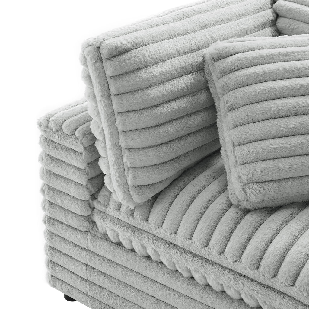 Jenny 2-Piece Sofa Sectional in Plush Polyester Cord-Like Fabric