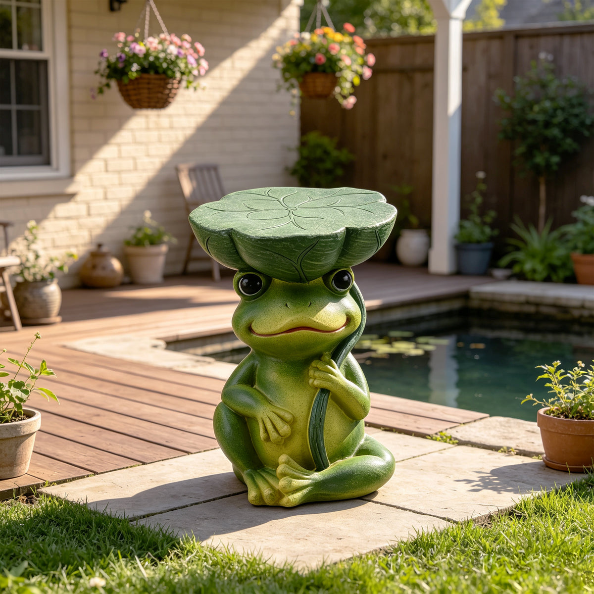 Frog Stool Garden Statue