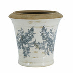 7.1" Ceramic Planter with Floral Pattern, Set of 2