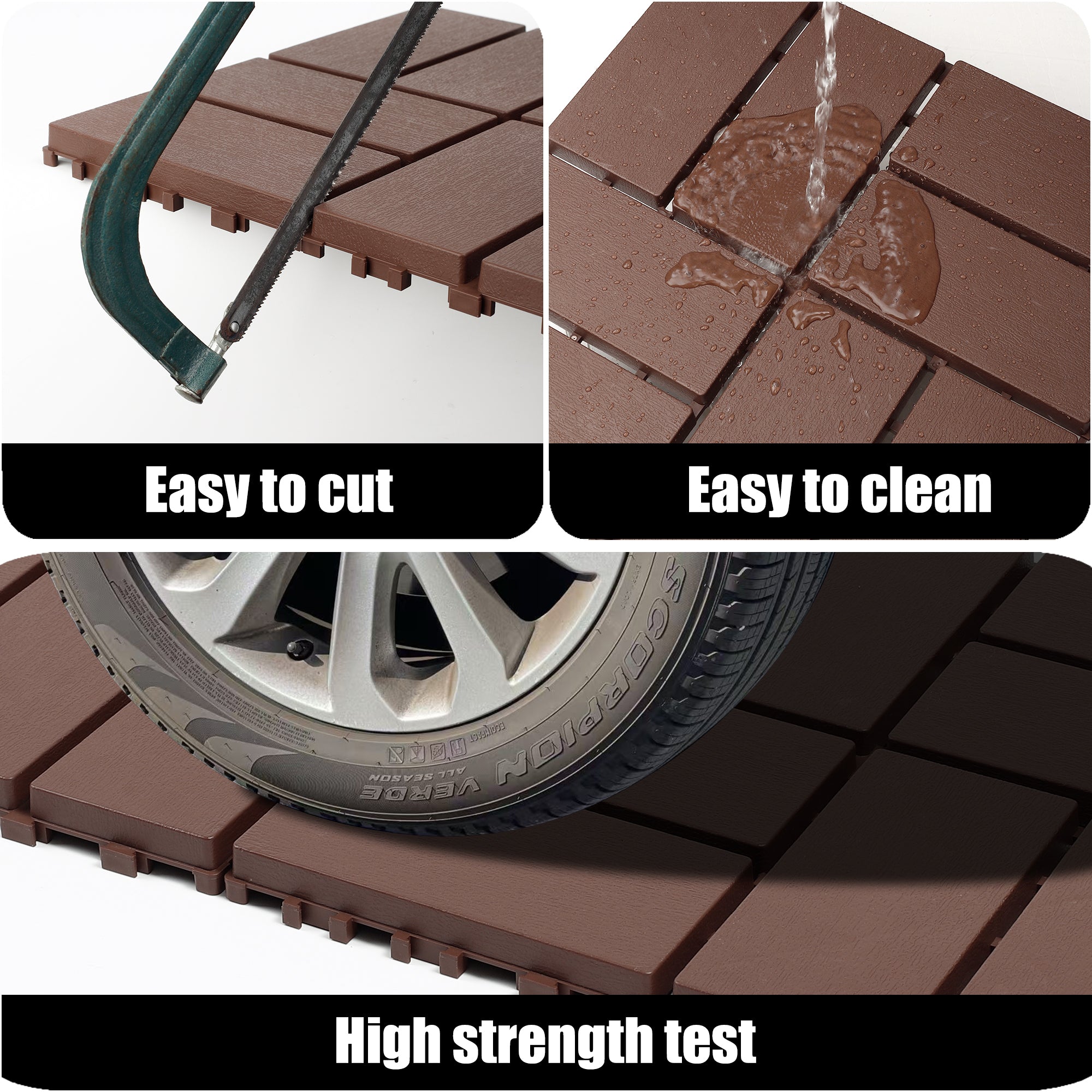 Plastic Interlocking Decking Tiles - 44 Packs