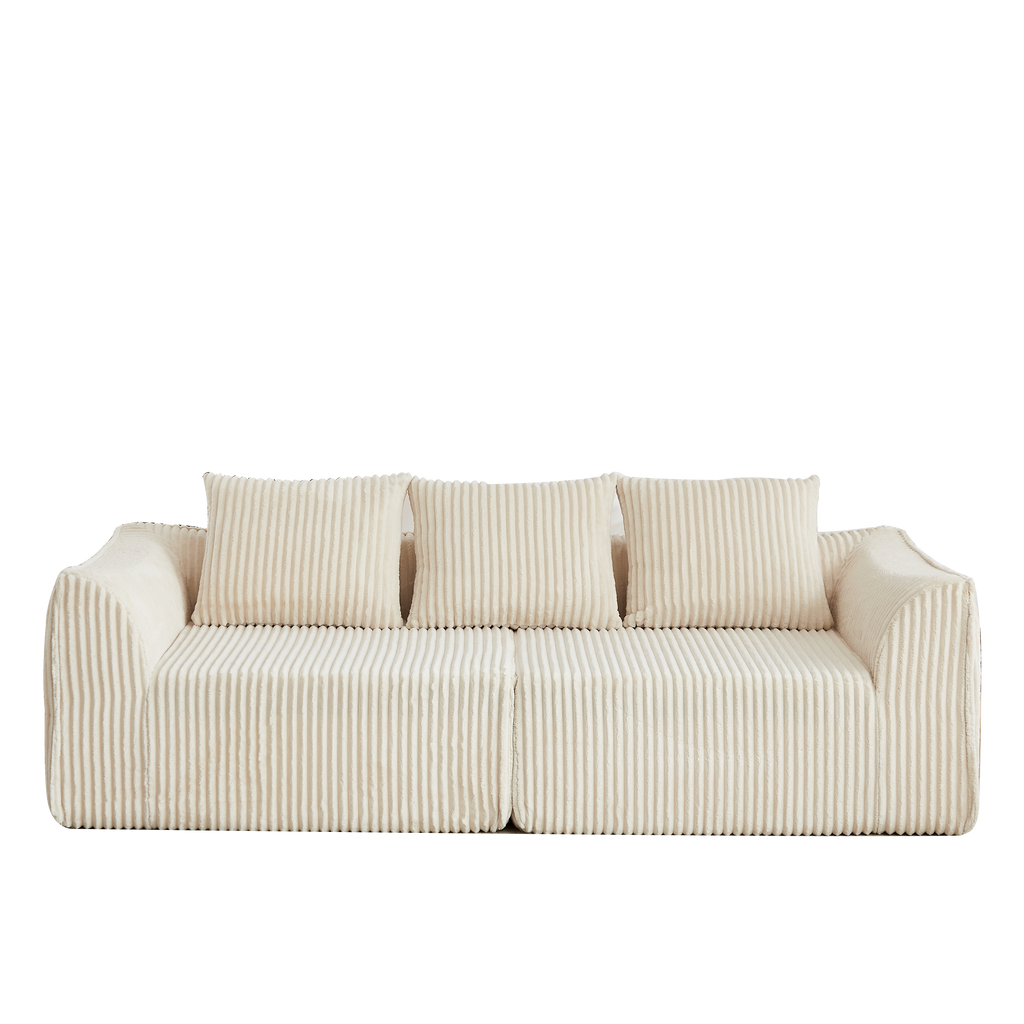 Minimalist 3-Seater Corduroy Sofa Featuring Curved Lines