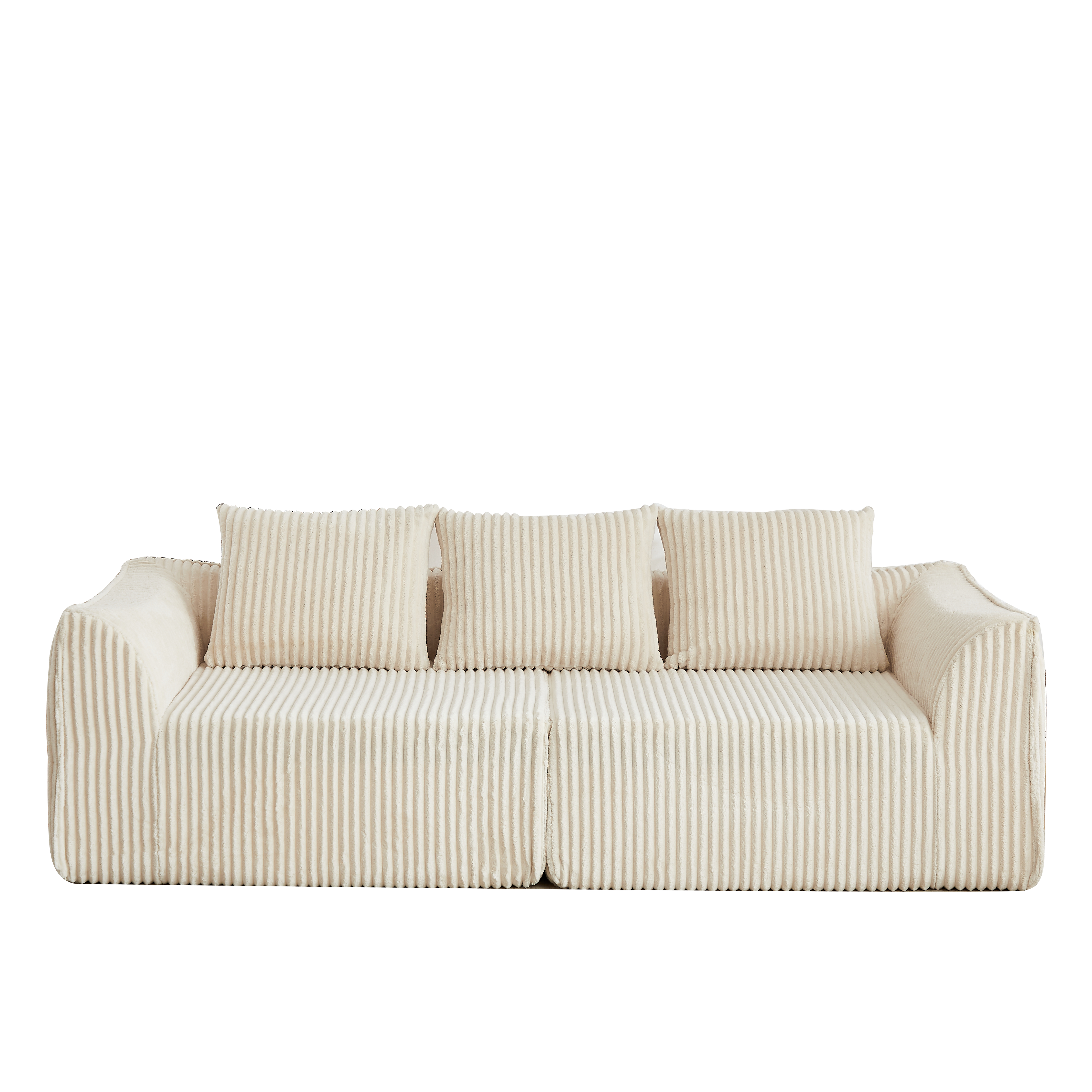 Minimalist 3-Seater Corduroy Sofa Featuring Curved Lines