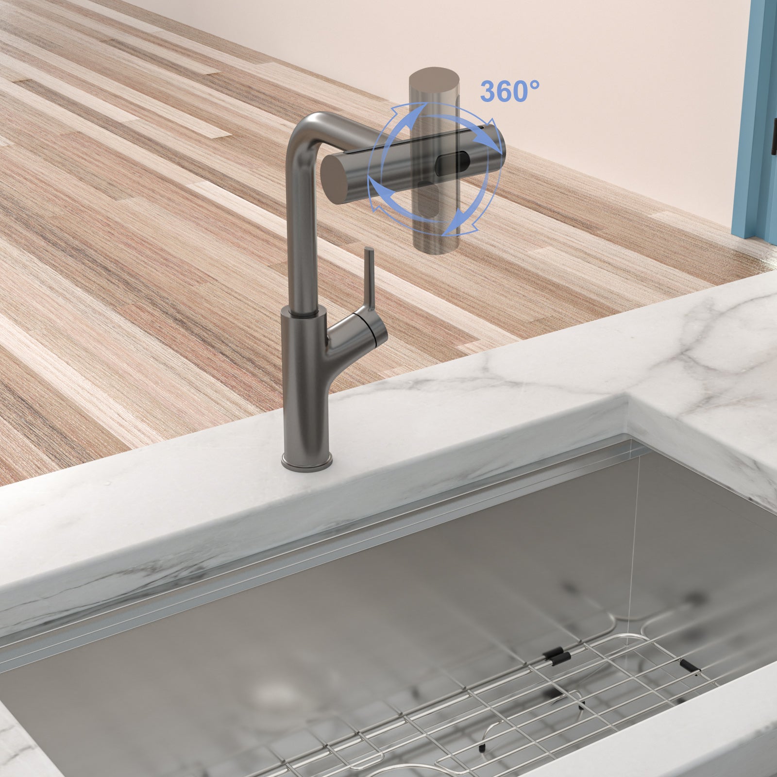 360° Pull-Down Kitchen Faucet with 4 Spray Modes