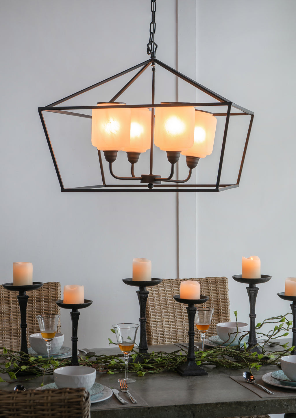 Sleek Industrial Iron Chandelier
