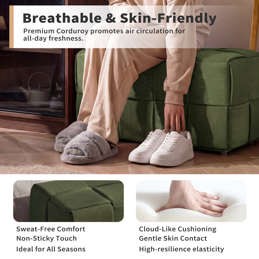 Ottoman Foot Rest in Soft Corduroy Design