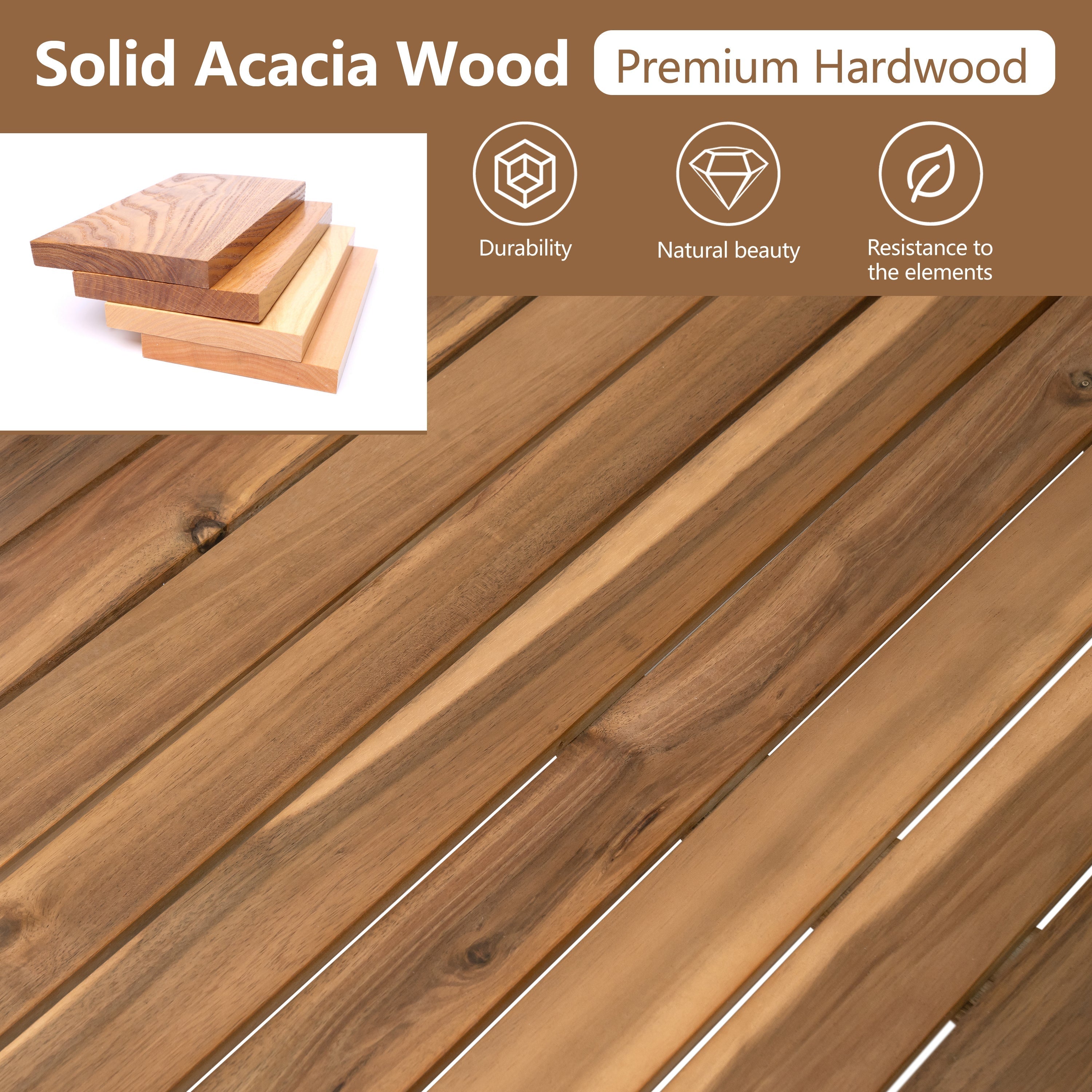 Outdoor 4pc Acacia Wood Sectional Patio Sofa Set