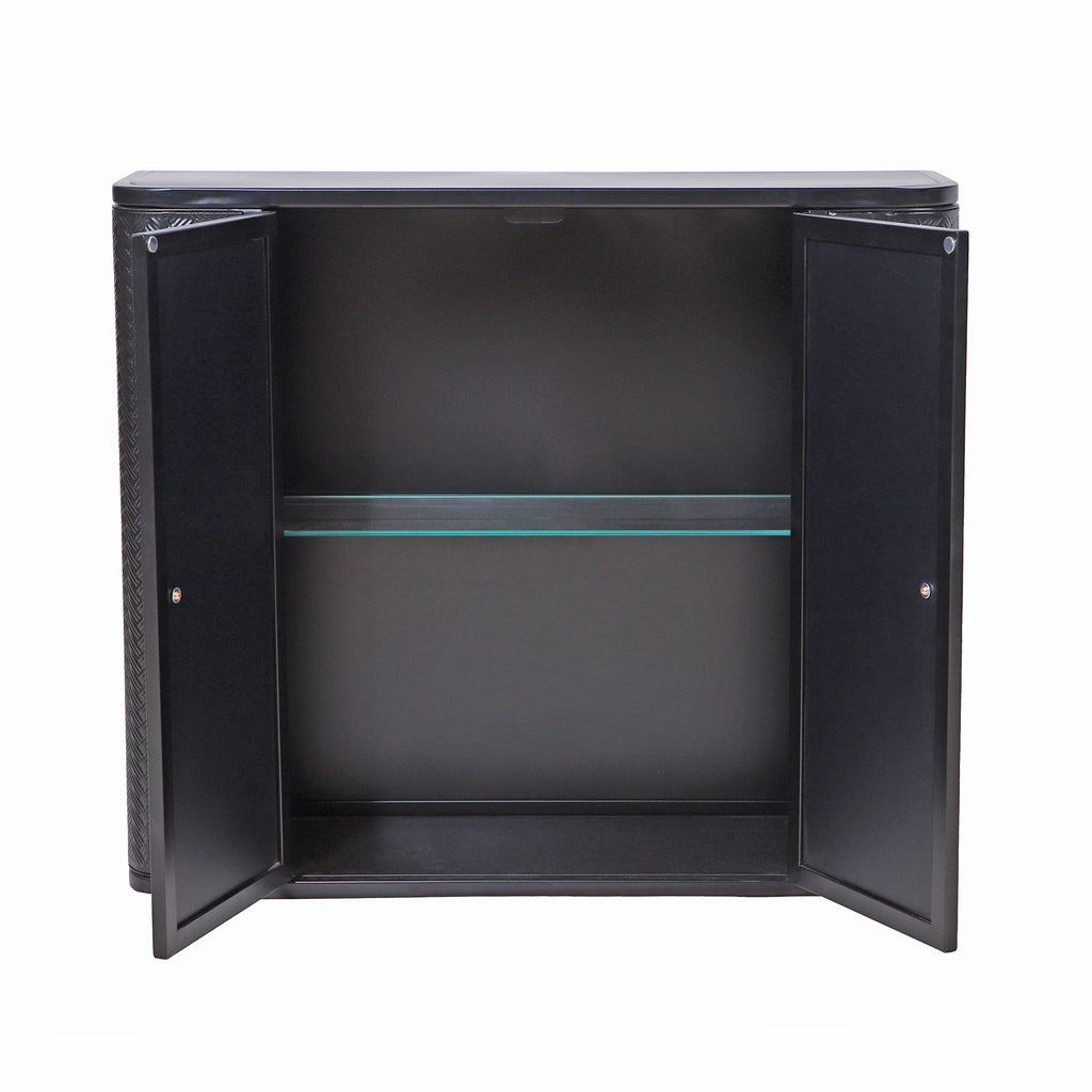 Black Wall-Mounted Bathroom Cabinet with Mirror
