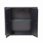 Black Wall-Mounted Bathroom Cabinet with Mirror