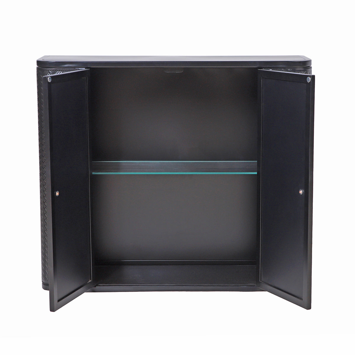 Black Wall-Mounted Bathroom Cabinet with Mirror