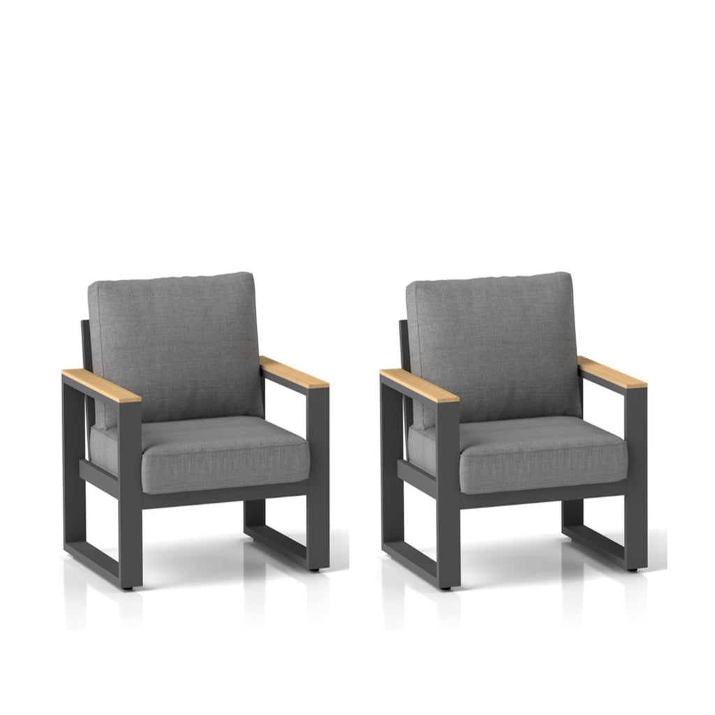 Set of 2 26.6" All-Weather Aluminum Patio Armchairs