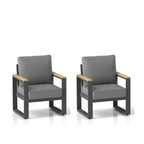 Set of 2 26.6" All-Weather Aluminum Patio Armchairs