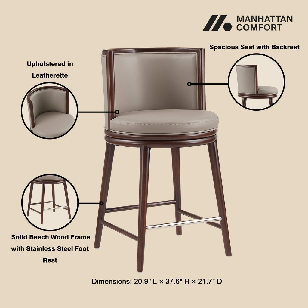 Evalyn Wood Upholstered Counter Stool