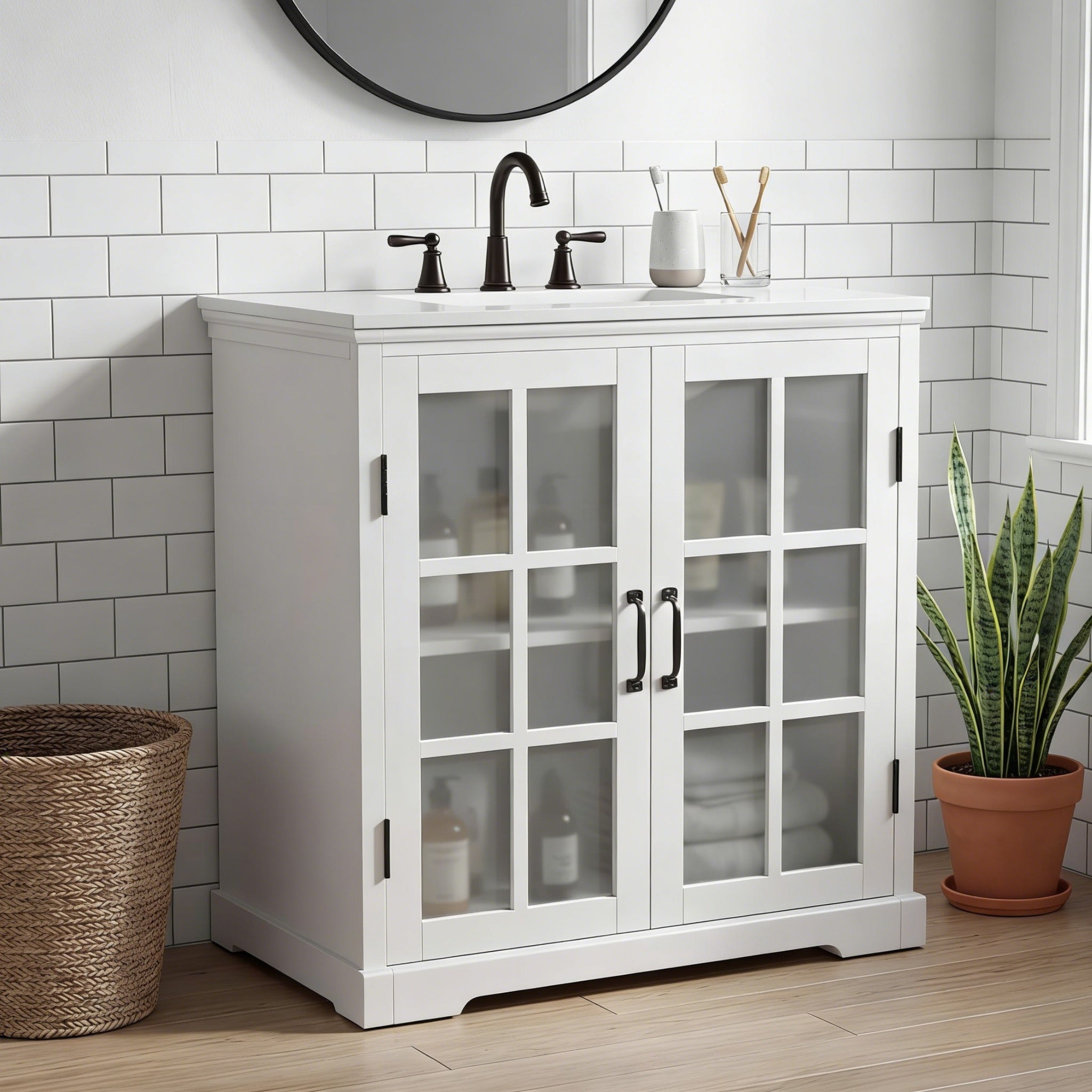 30" Modern Bathroom Vanity with Ceramic Sink