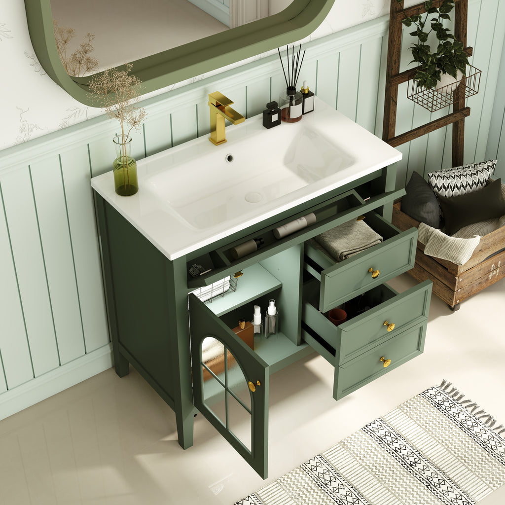 35.6" Mid-Century Bathroom Vanity Sink